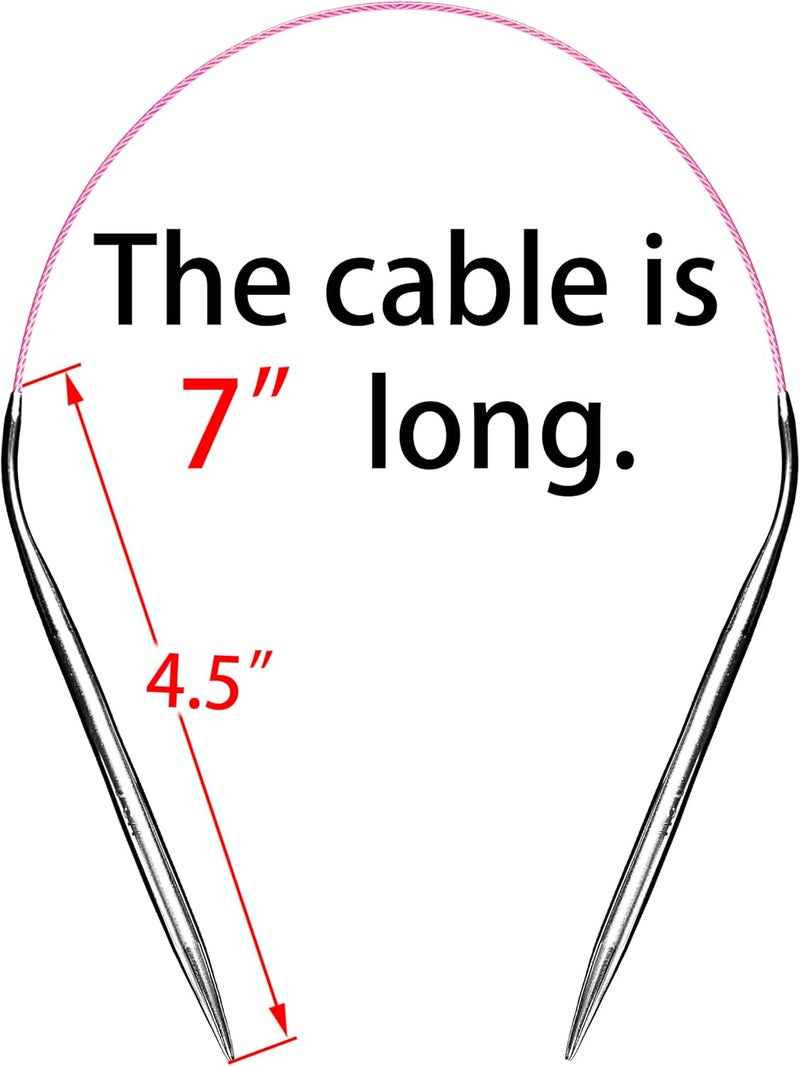 cuteDIY Size 9 Circular Knitting Needles 16 Inch Set Round Metal Kit (Etched US&mm, Color-Coded Cable, Smooth Join) - Image 3